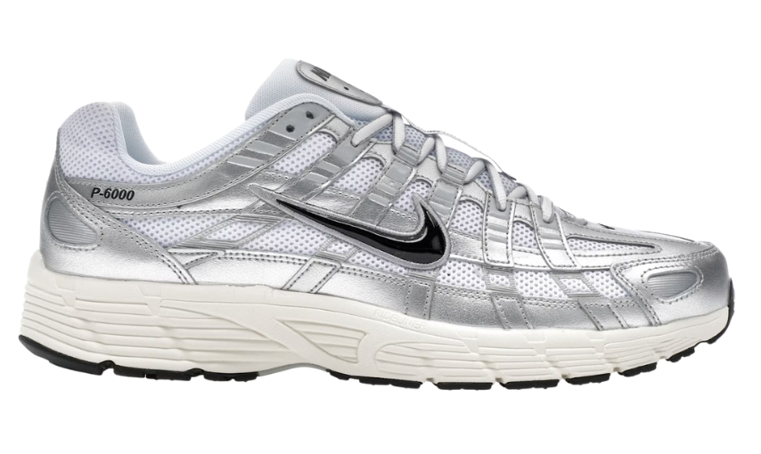 Nike P-6000 White Metallic Silver Flat Silver Black